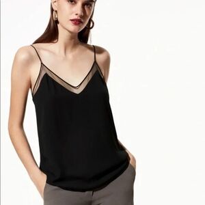 Babaton Sleek Black Mesh-Trim Camisole Top Size XS